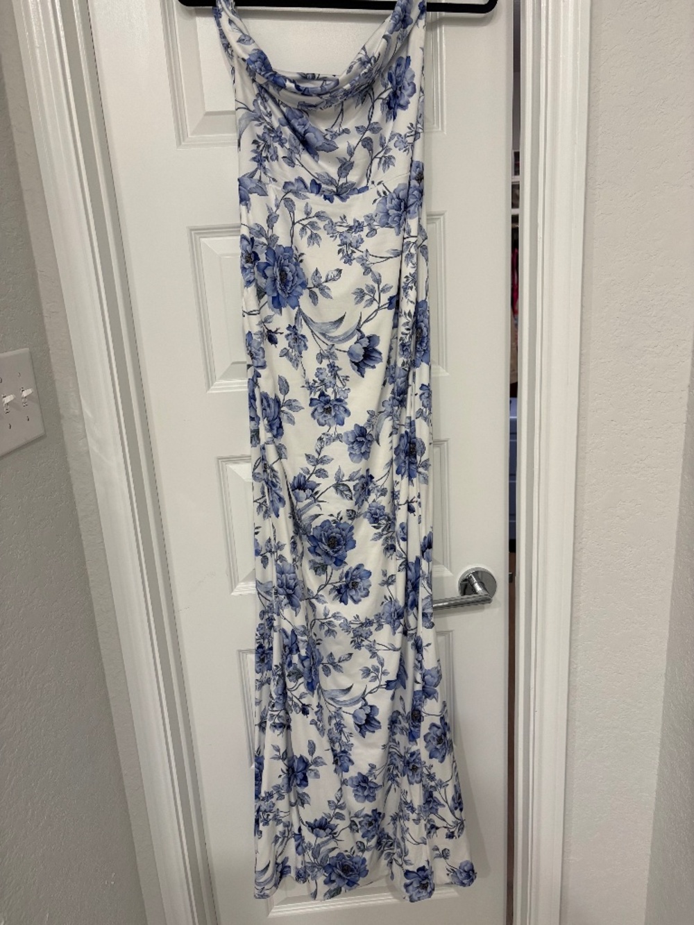 Club L London “Lita” Blue Floral Maternity Maxi Dress sz 12